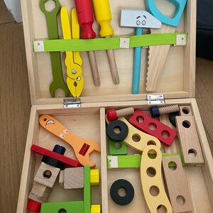 Wooden Kids Tool Kit - Multicolor Pretend Play Set